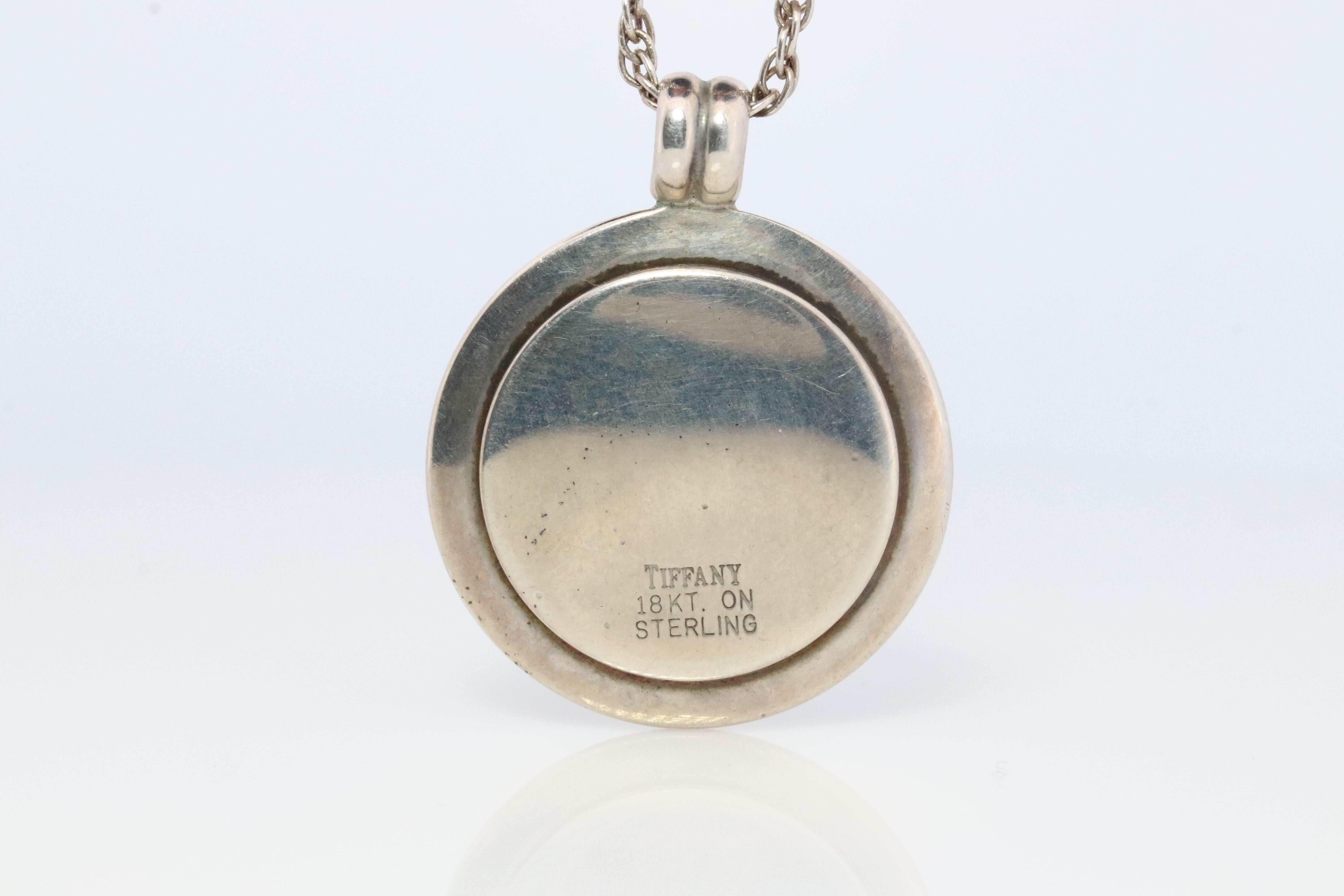 Tiffany and Co St.Christopher Pendant. 18k Sterling Silver Medallion In Good Condition In Port Charlotte, FL
