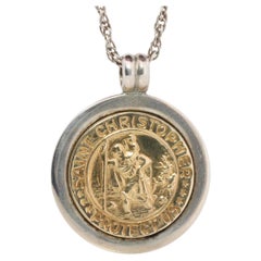 Tiffany and Co St.Christopher Pendant. 18k Sterling Silver Medallion