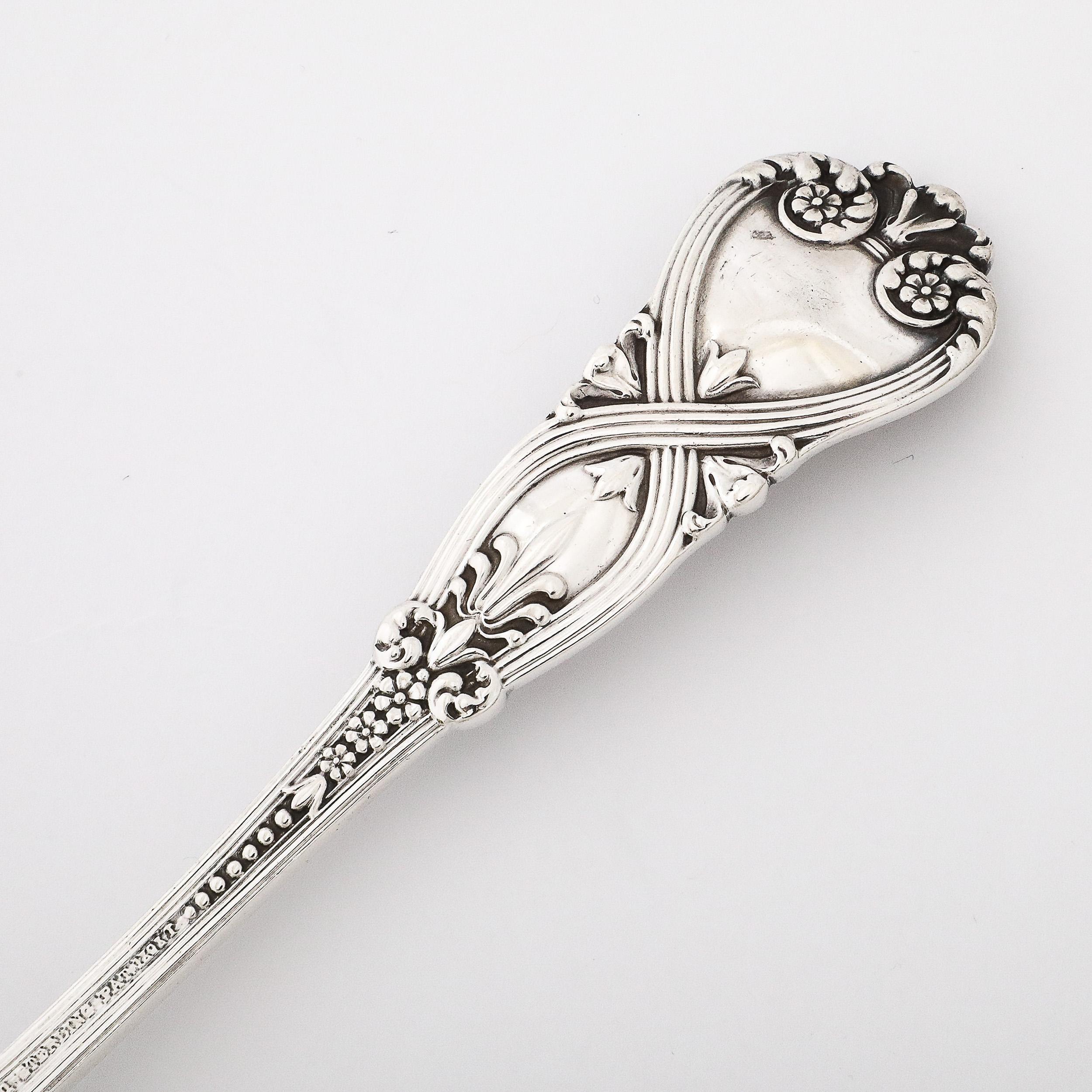19th Century Tiffany and Co. Sterling & Gold Washed Serving Spoon in Saint James Pattern  For Sale