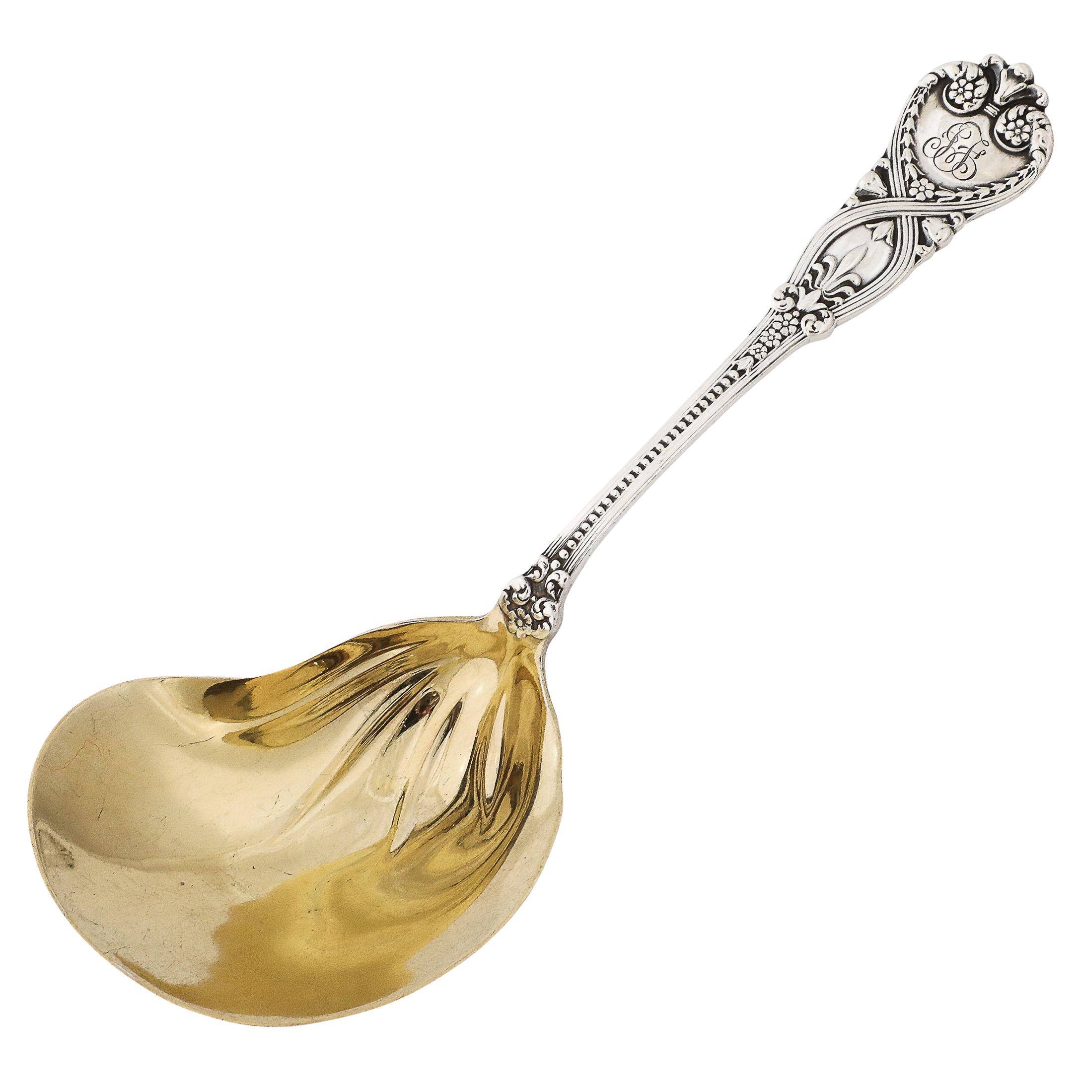 Tiffany and Co. Sterling & Gold Washed Serving Spoon in Saint James Pattern  For Sale