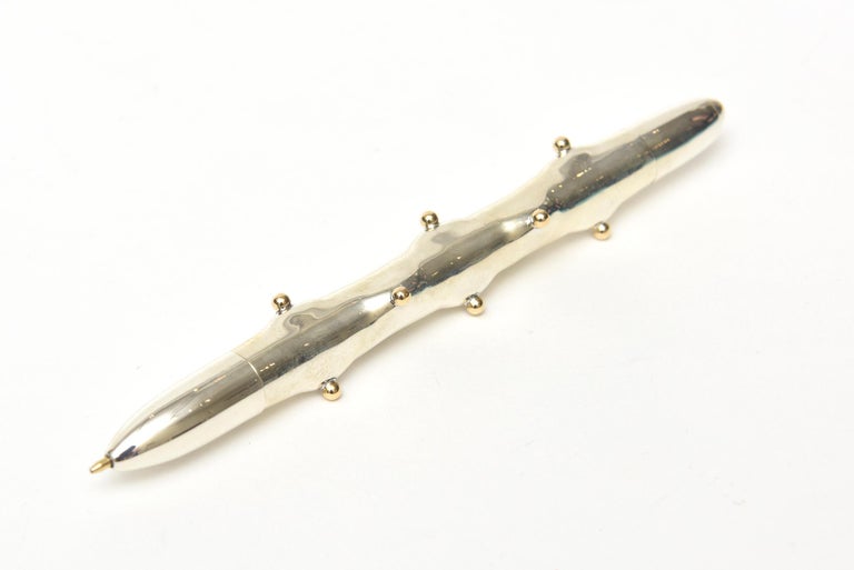 Organic Modern Tiffany & Co. Sterling Silver and 18-Karat Gold Pen by Jean Schlumberger Vintage For Sale