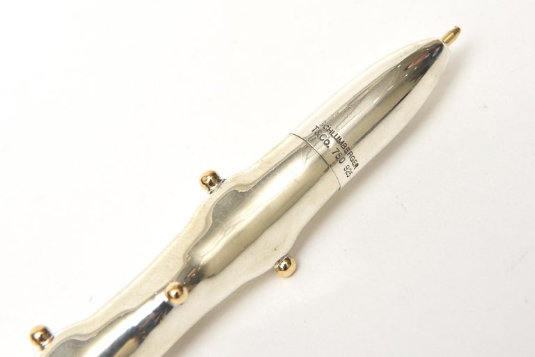 Late 20th Century Tiffany & Co. Sterling Silver and 18-Karat Gold Pen by Jean Schlumberger Vintage For Sale
