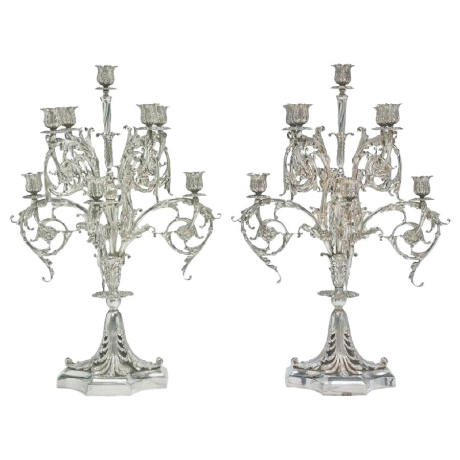 Tiffany and Co. Sterling Silver 9-Light Candelabra Set Paris Exposition 1900