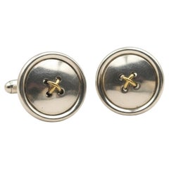 Tiffany and Co Sterling Silver and 18k Yellow Gold Button Cufflinks