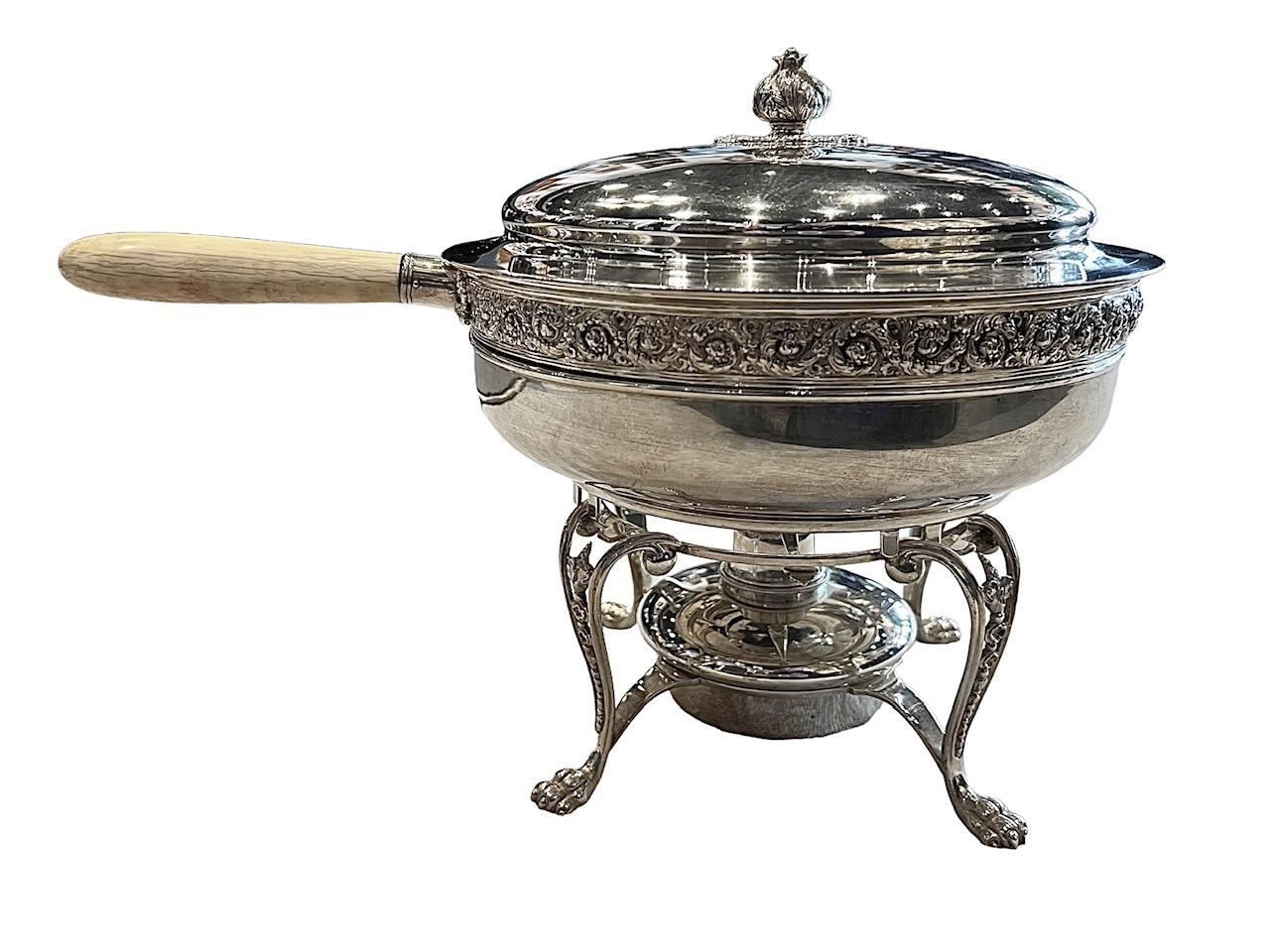 American Tiffany and Co Sterling Silver Chafing Dish with Warmer, 19th Century For Sale