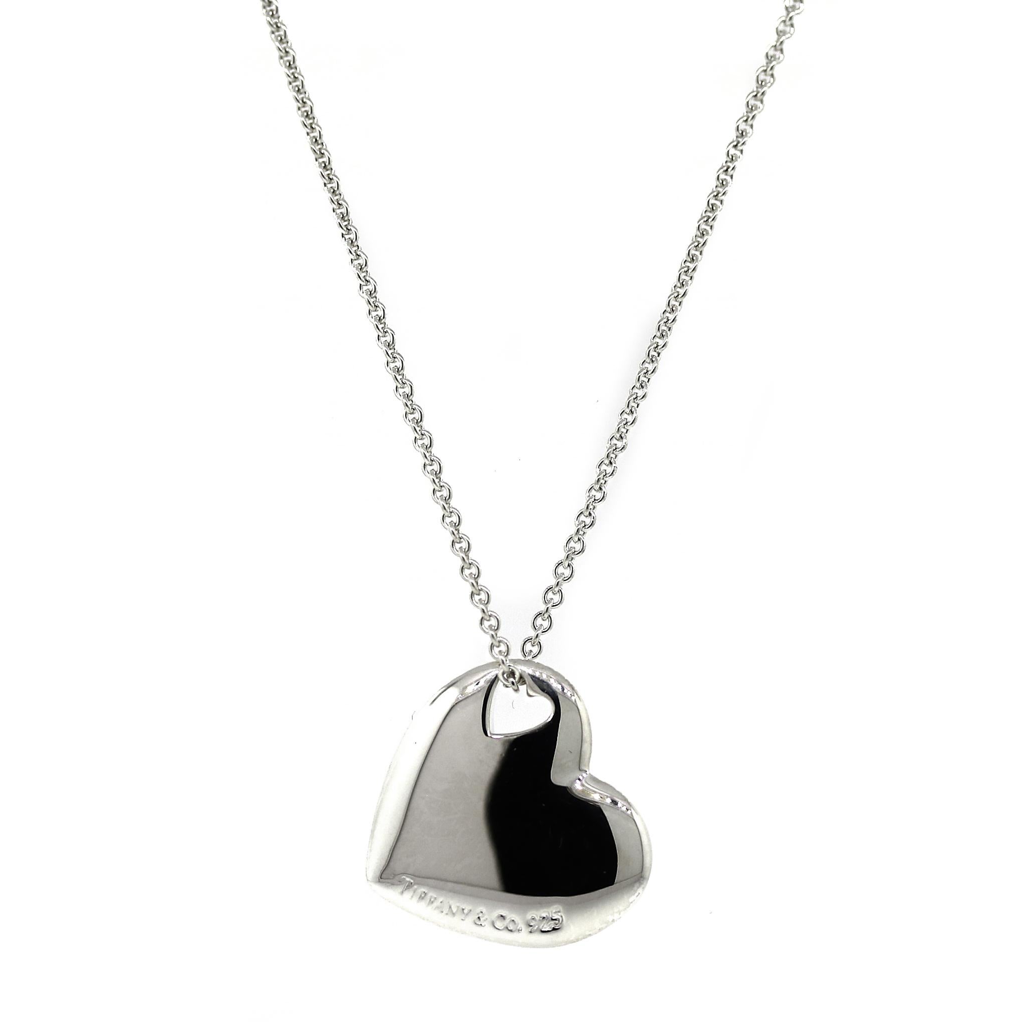 Tiffany and Co. Sterling Silver Cutout Heart Pendant Necklace For Sale 3