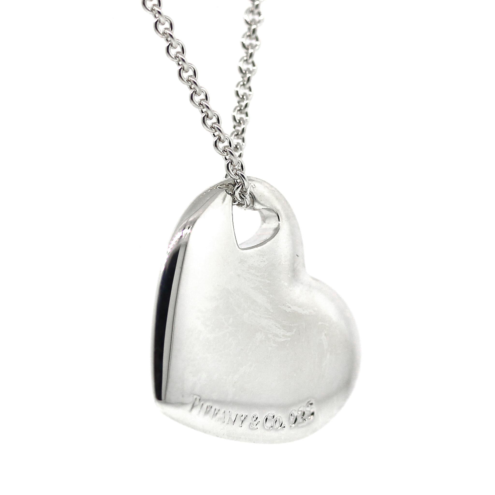 Tiffany and Co. Sterling Silver Cutout Heart Pendant Necklace 3