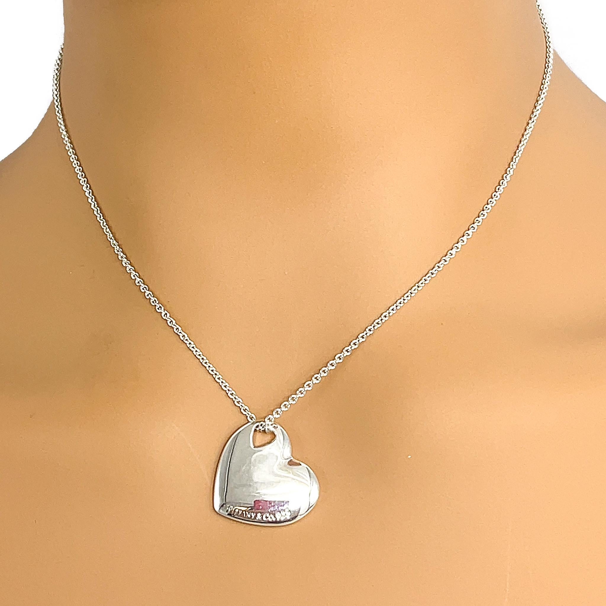 Tiffany and Co. Sterling Silver Cutout Heart Pendant Necklace For Sale 4