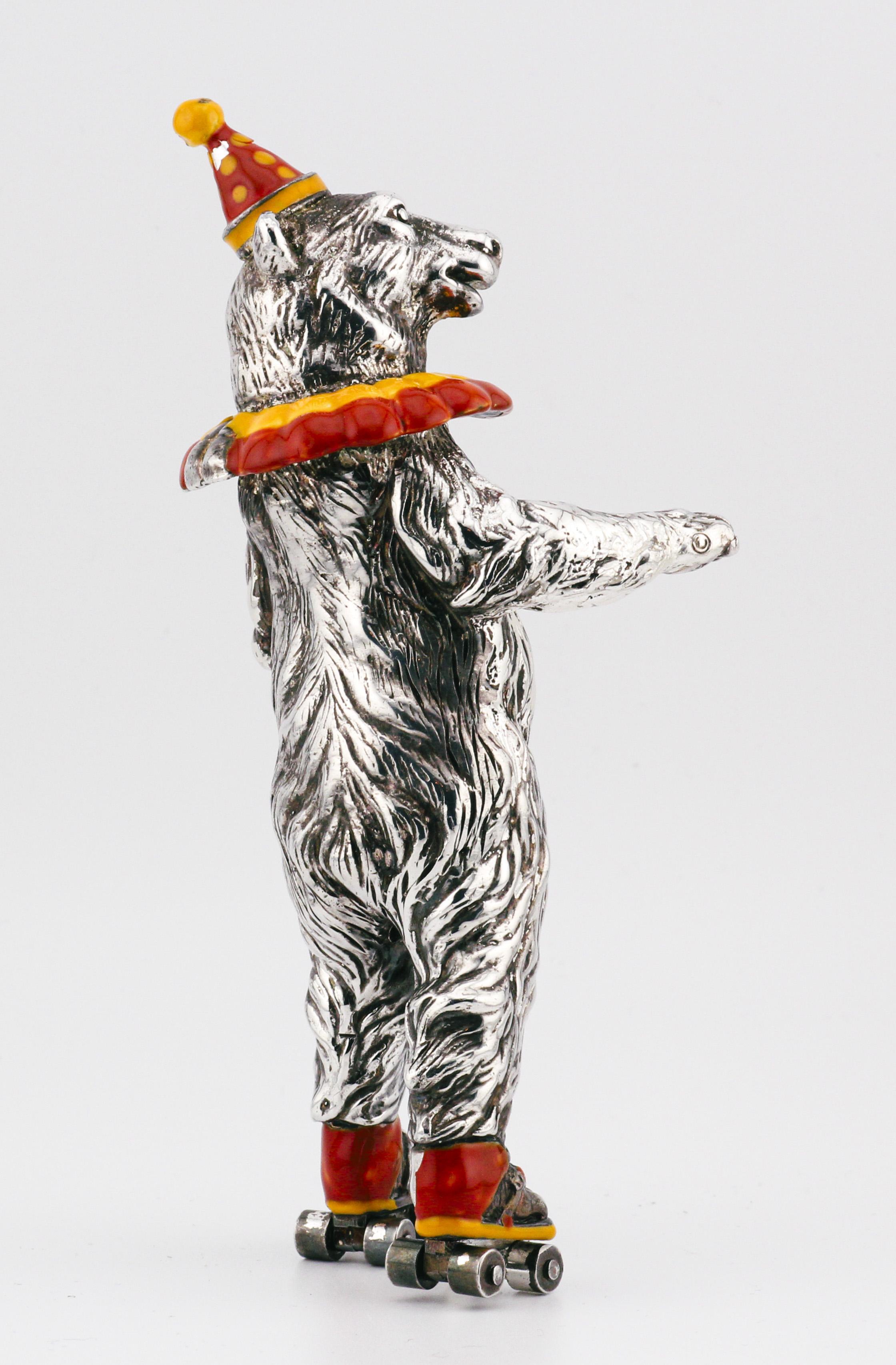 Tiffany and Co. Figurine d'ours de cirque sur patins à roulettes en argent sterling émaillé en vente 1