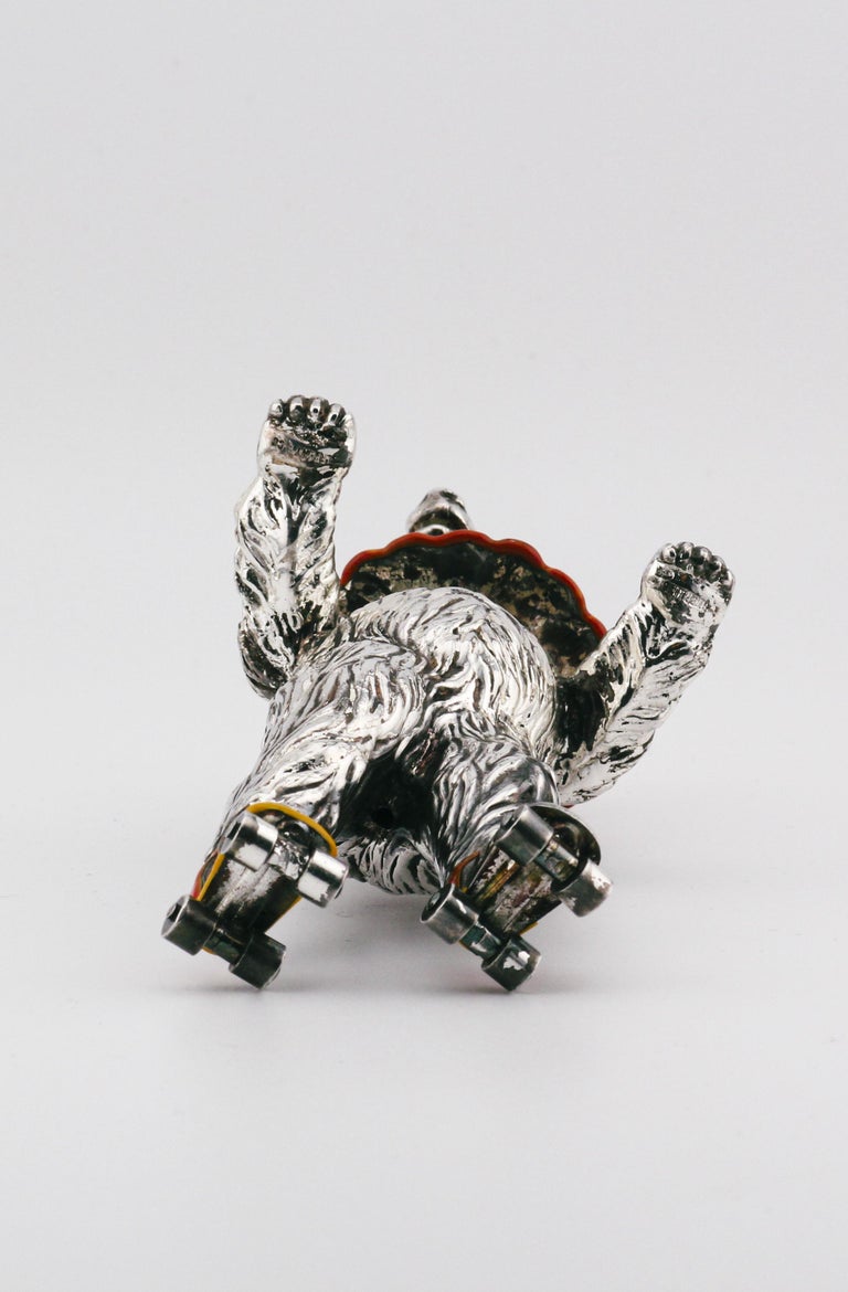 Tiffany and Co. Sterling Silver Enamel Circus Bear on Roller