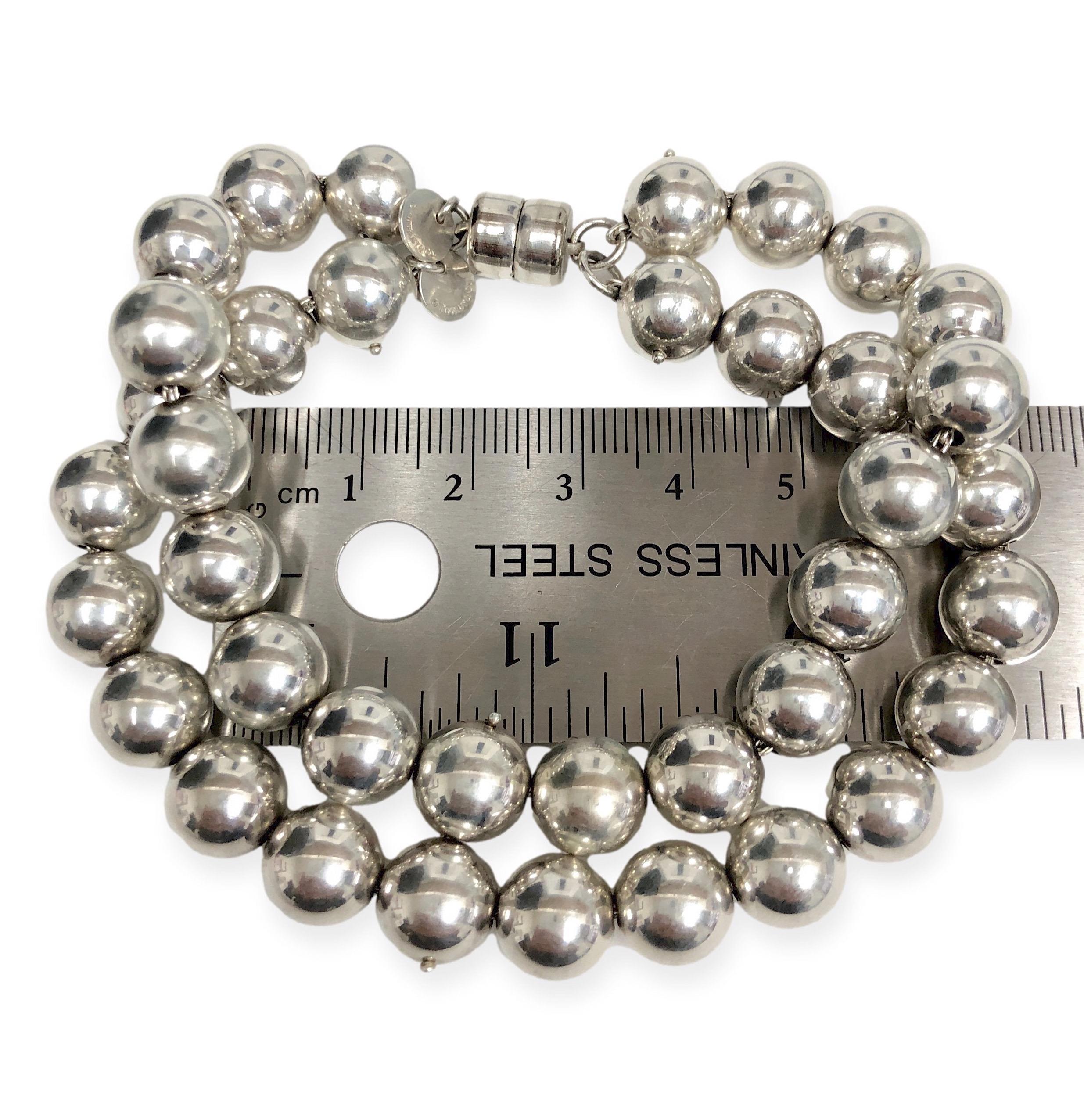 Tiffany and Co. Sterling Silver Hardwear Double Strand Ball Bracelet 10mm 1