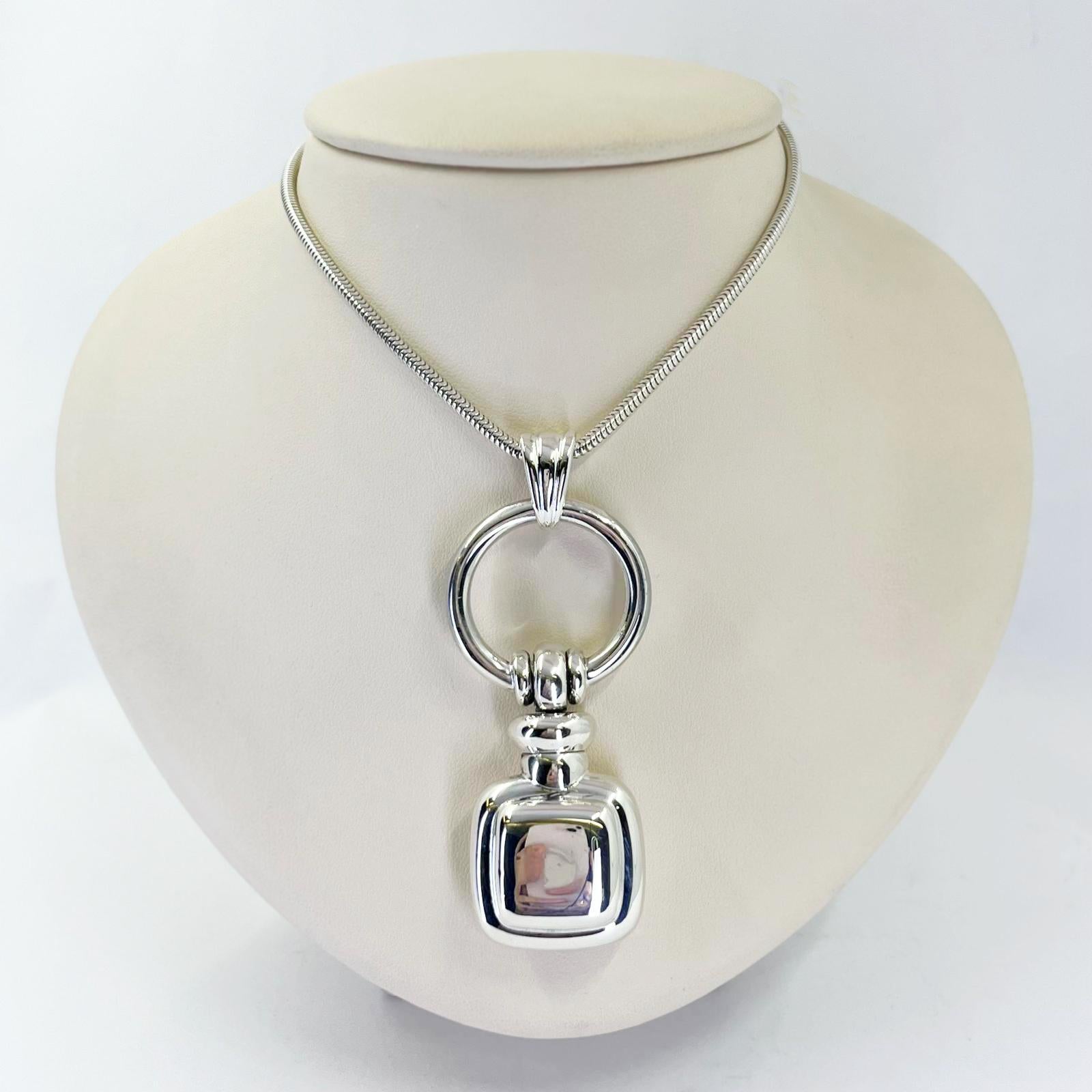 Tiffany and Co. Sterling Silver Perfume Bottle Pendant Necklace In Good Condition For Sale In Coral Gables, FL