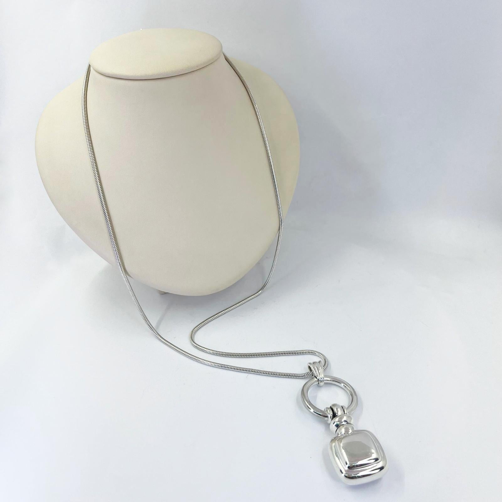 Women's Tiffany and Co. Sterling Silver Perfume Bottle Pendant Necklace For Sale
