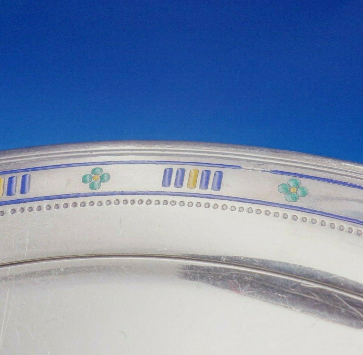 20ième siècle Assiette de service Tiffany & Co. en argent sterling avec émail n° 18670-6018 Art Déco