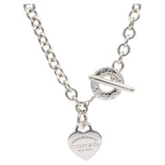 Tiffany and Co. Sterling Silver Toggle With Heart Tag Charm Link Necklace 17"