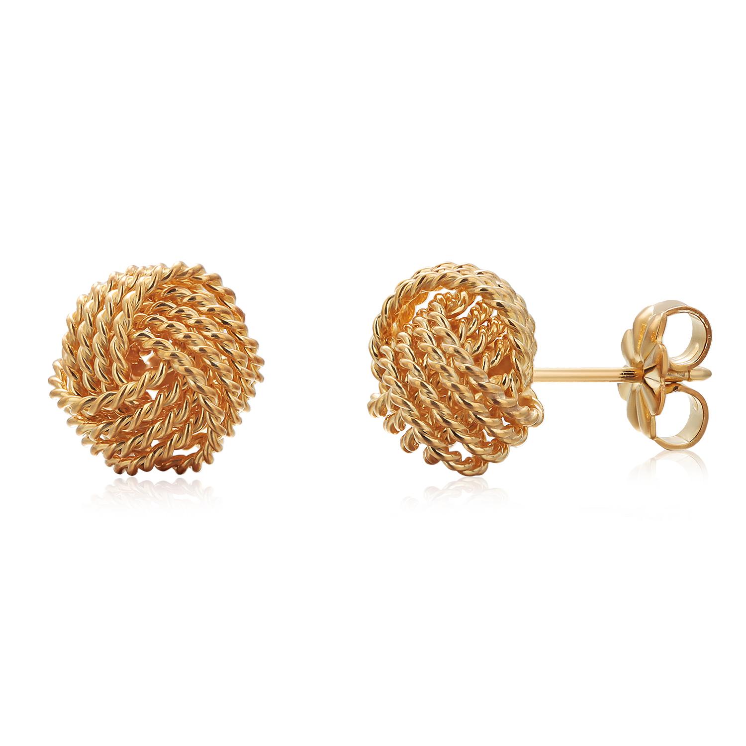 Tiffany and Co Sterling Silver Yellow Gold Plated Love Knot Stud Earrings 5