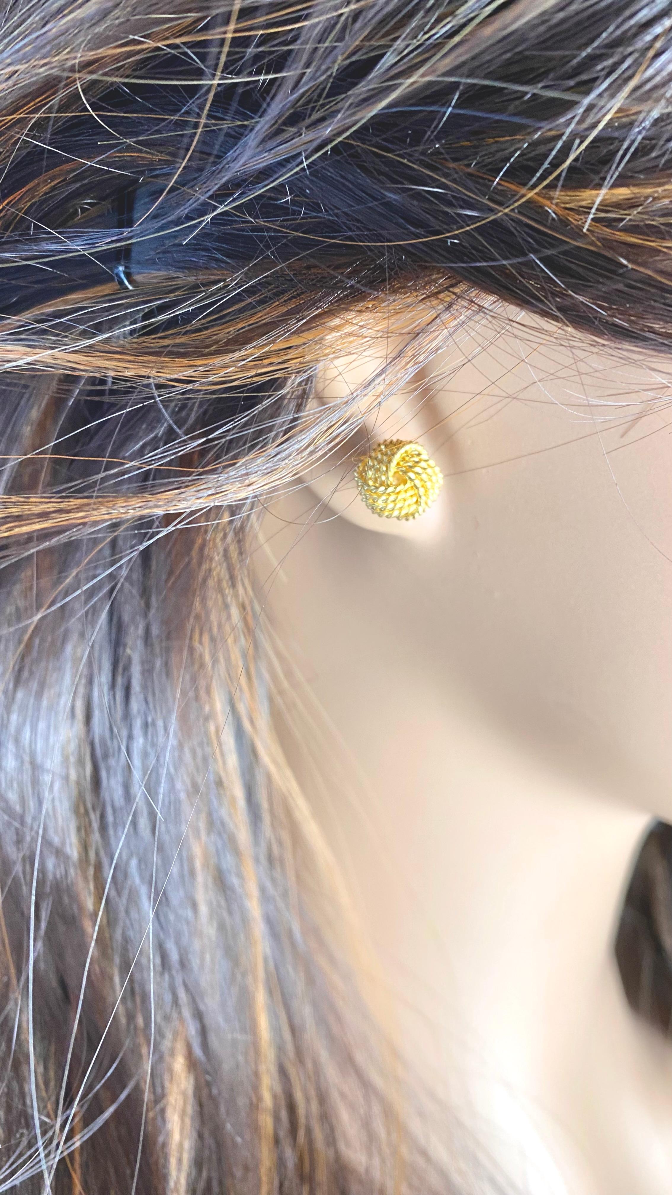 Tiffany and Co Sterling Silver Yellow Gold Plated Love Knot Stud Earrings 6