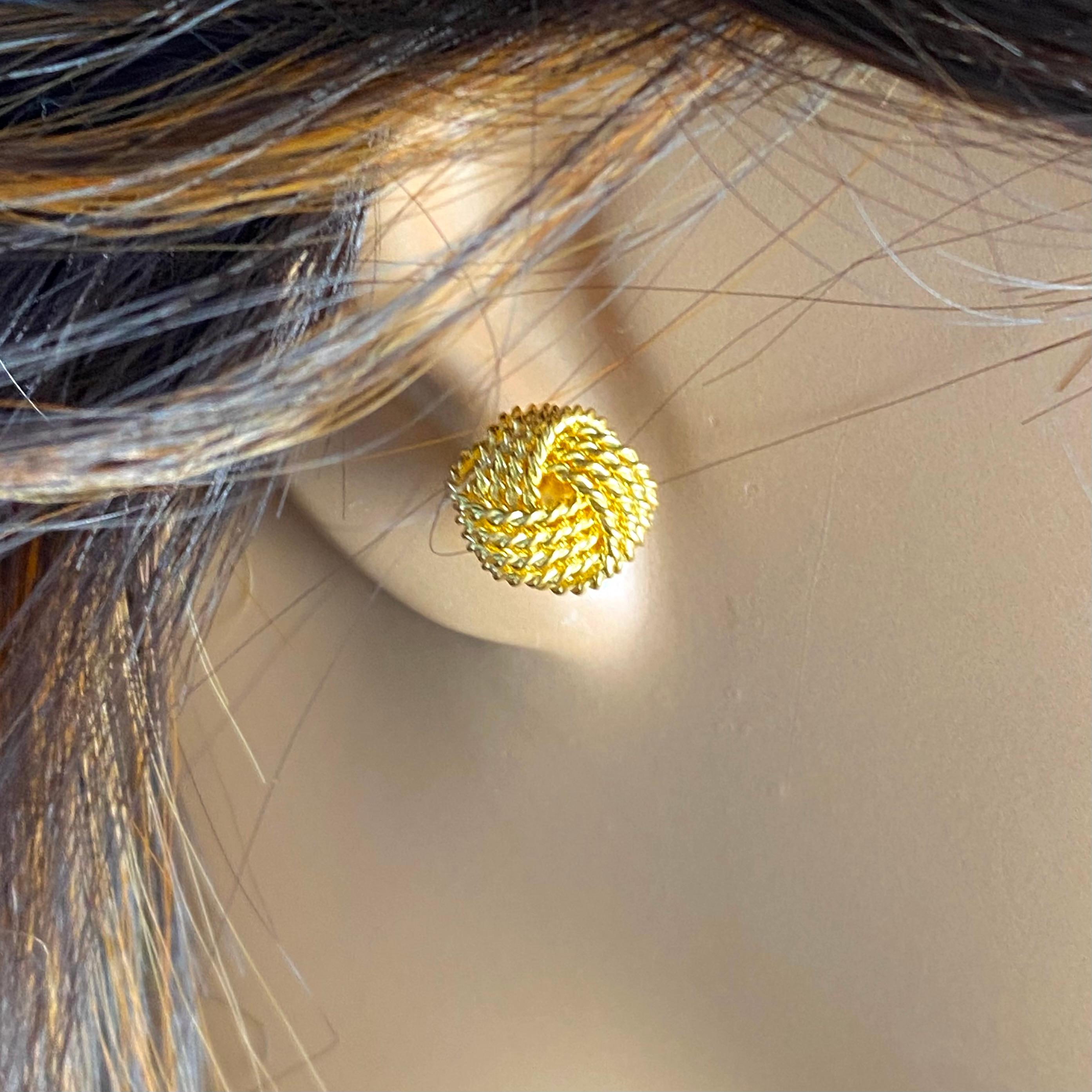Women's or Men's Tiffany and Co Sterling Silver Yellow Gold Plated Love Knot Stud Earrings