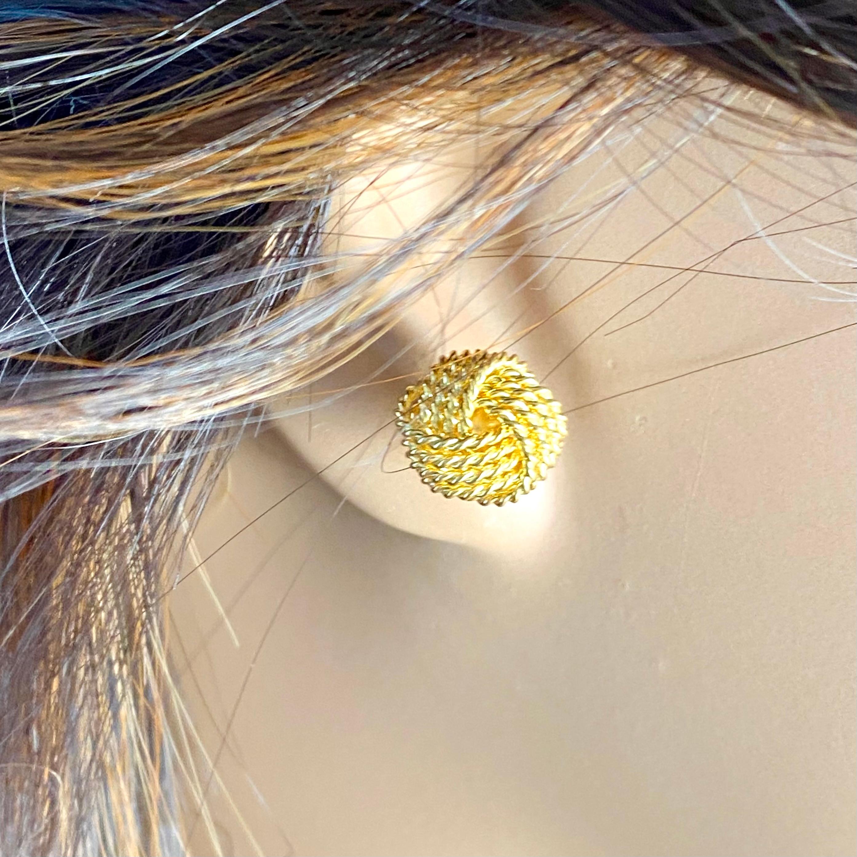 Tiffany and Co Sterling Silver Yellow Gold Plated Love Knot Stud Earrings 2