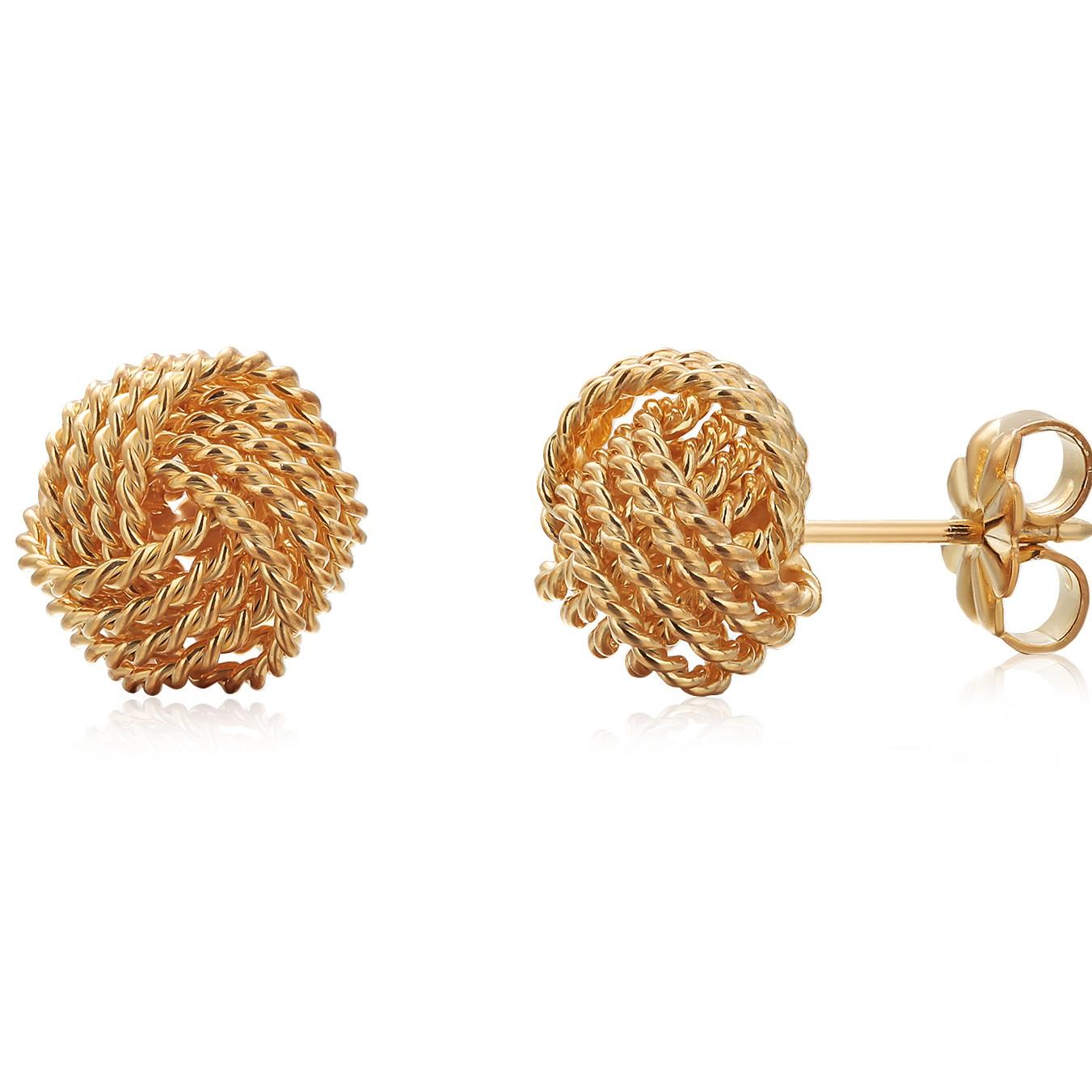 Tiffany and Co Sterling Silver Yellow Gold Plated Love Knot Stud Earrings 3
