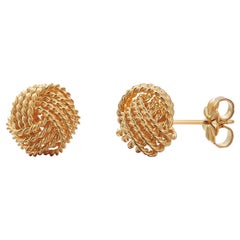 Tiffany and Co Sterling Silver Yellow Gold Plated Love Knot Stud Earrings