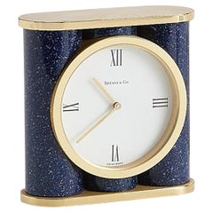 Montre de bureau suisse Tiffany and Co avec extérieur émaillé lapis