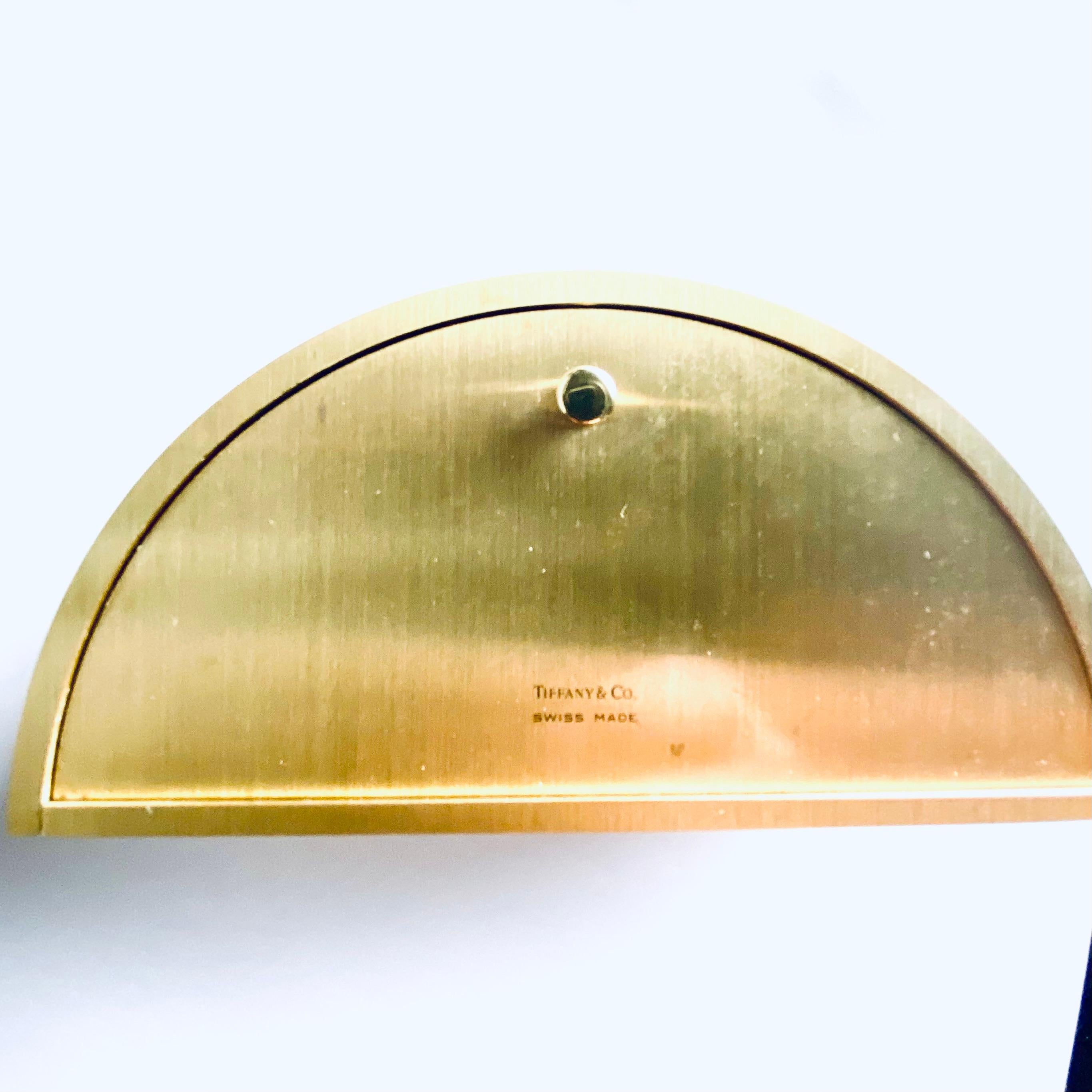 Tiffany and Co. Swiss Brass Golden Half-Moon Modern Desk Timepiece For Sale 7