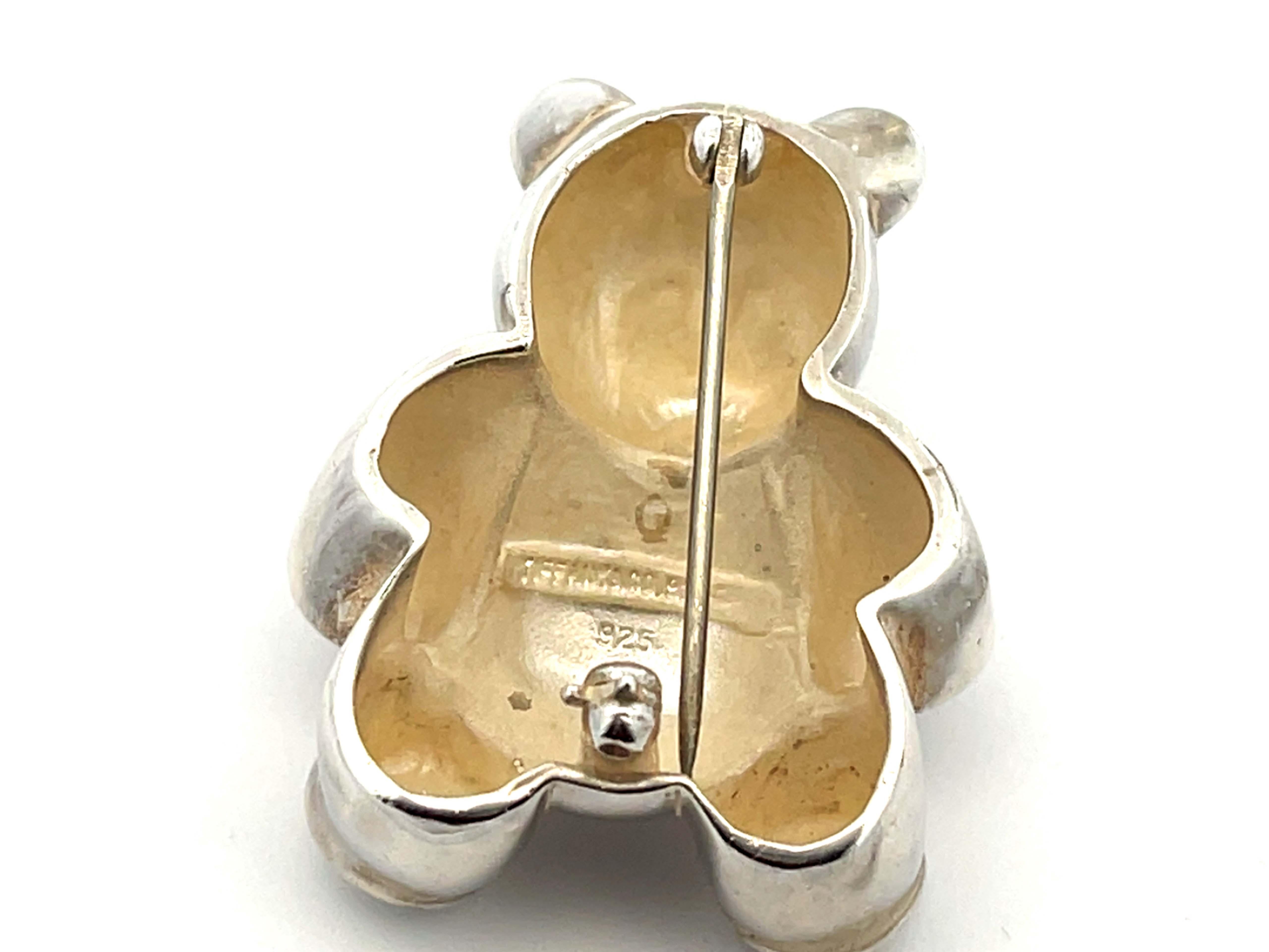 Tiffany and Co. Teddy Bear Brooch Sterling Silver In Excellent Condition In Honolulu, HI