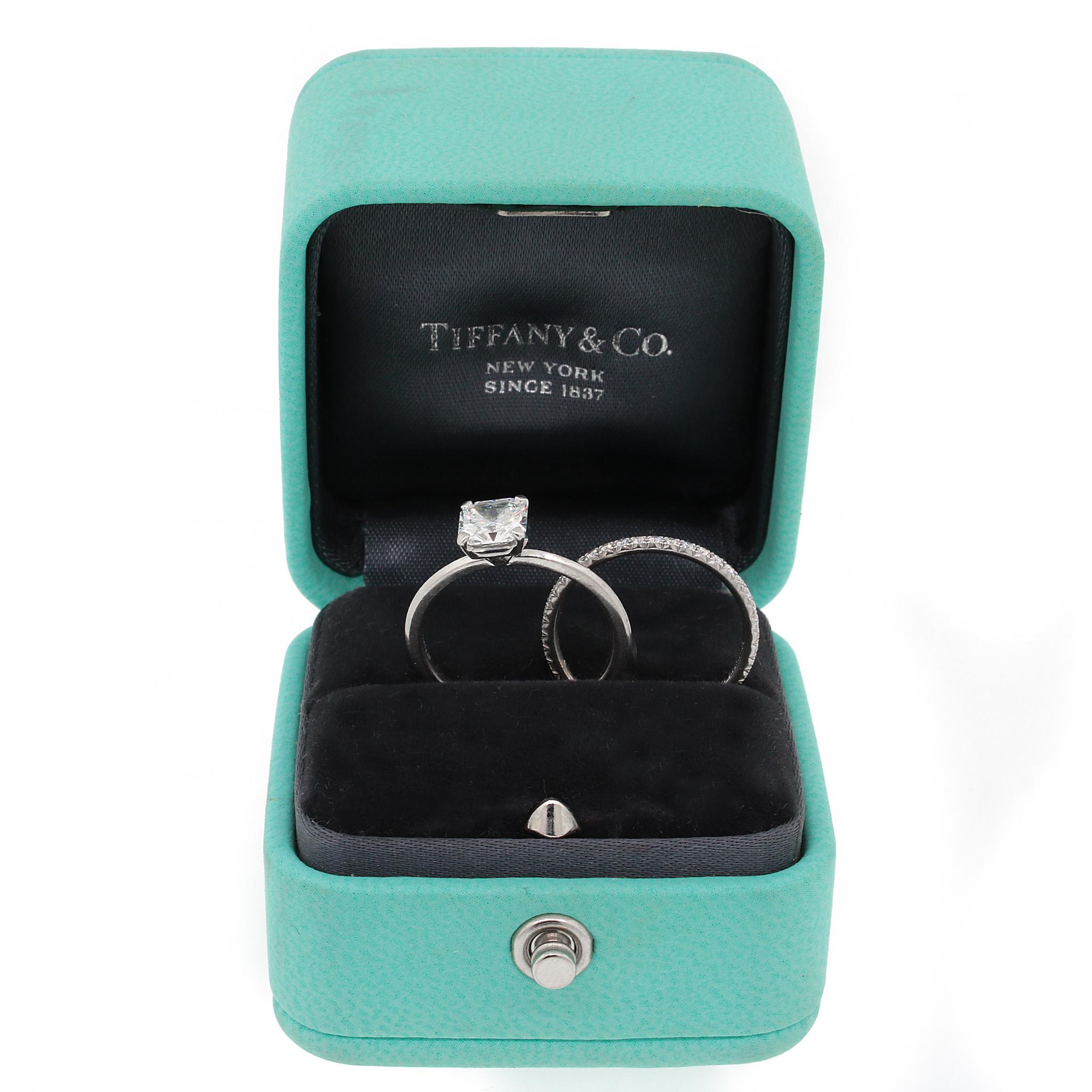 Tiffany and Co. True Diamond Engagement Ring Platinum and Matching Wedding Band For Sale 2