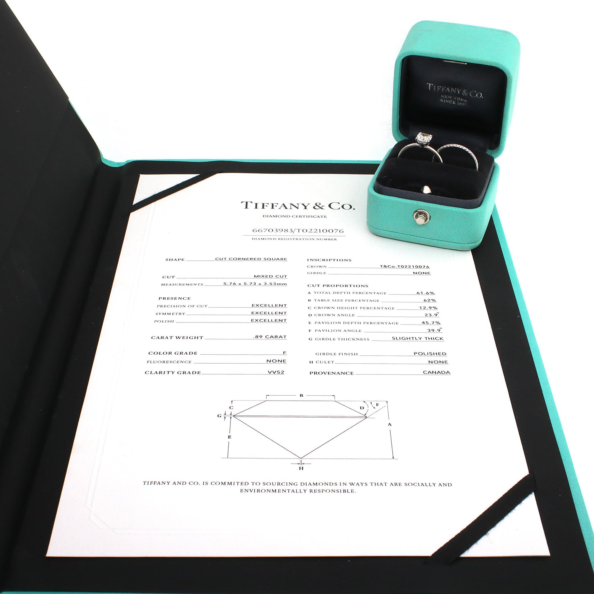 Tiffany and Co. True Diamond Engagement Ring Platinum and Matching Wedding Band For Sale 3
