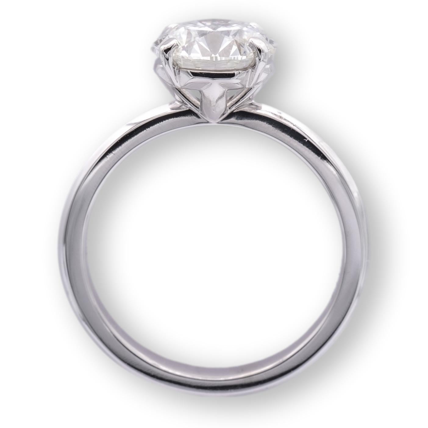 Modern Tiffany and Co. True Platinum Round Diamond  1.37ct. HVVS1 Engagement Ring