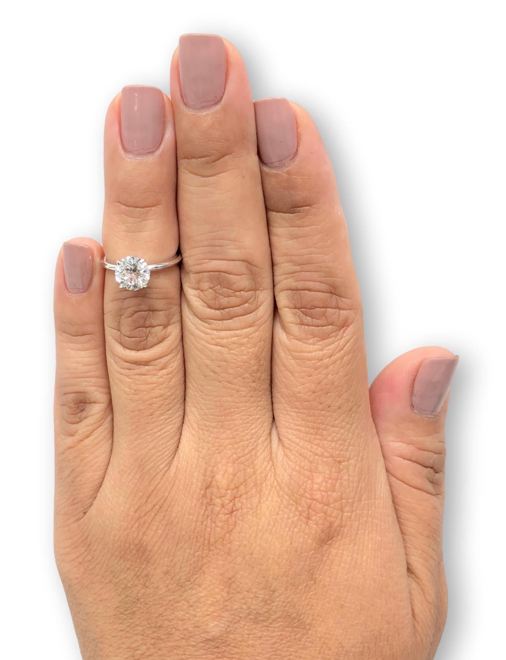 Round Cut Tiffany and Co. True Platinum Round Diamond  1.37ct. HVVS1 Engagement Ring