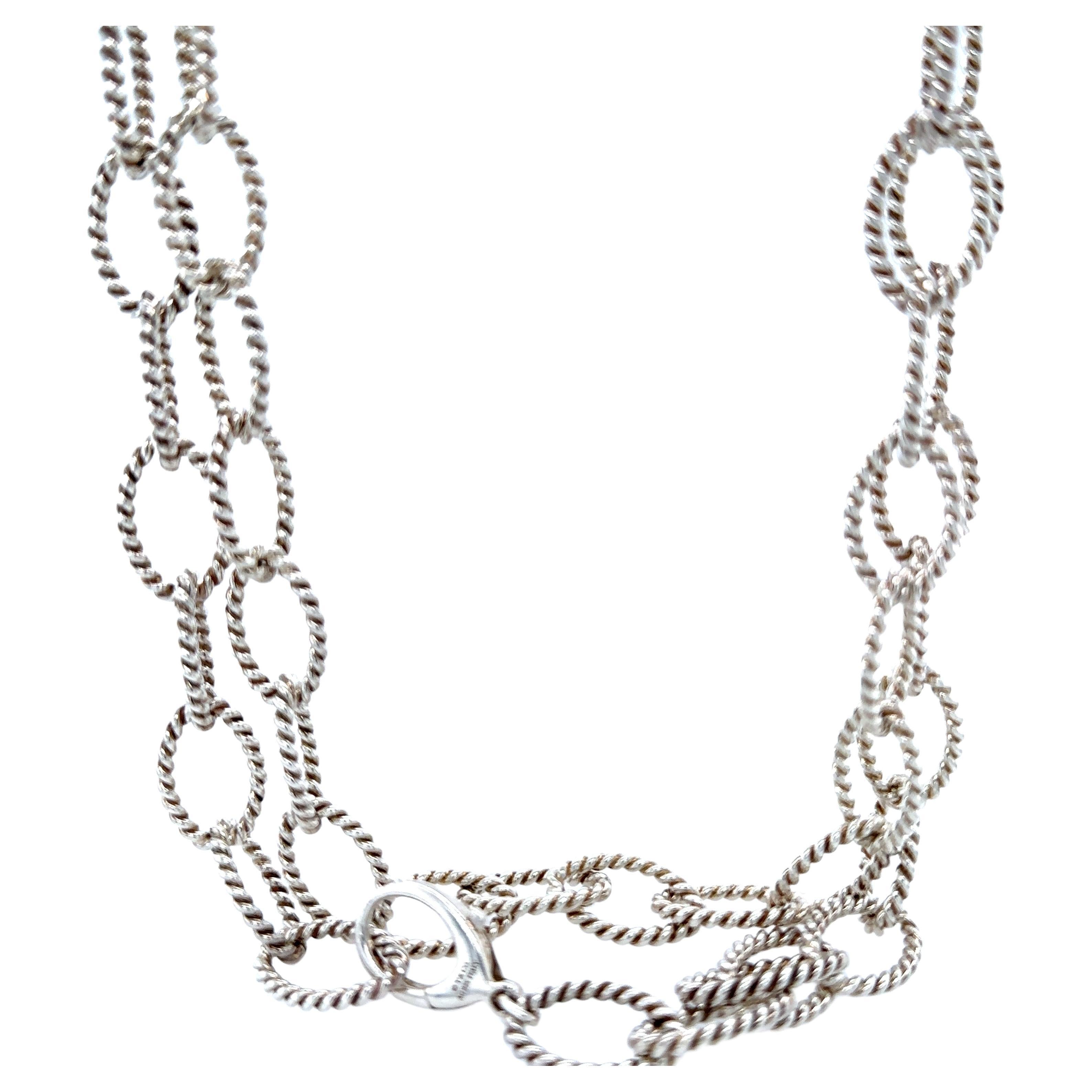 Tiffany & Co Twist Rope Oval Link Necklace (RARE) en vente