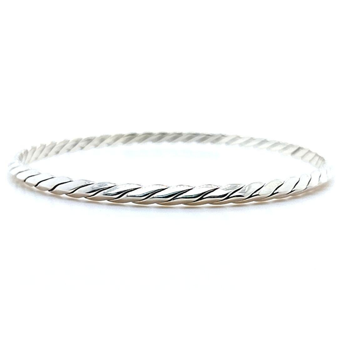 Women's Tiffany and Co. Twisted Silver Bangle Bracelet For Sale