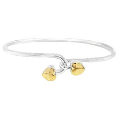 Tiffany and Co. Two Tone Heart Hook Bangle Bracelet