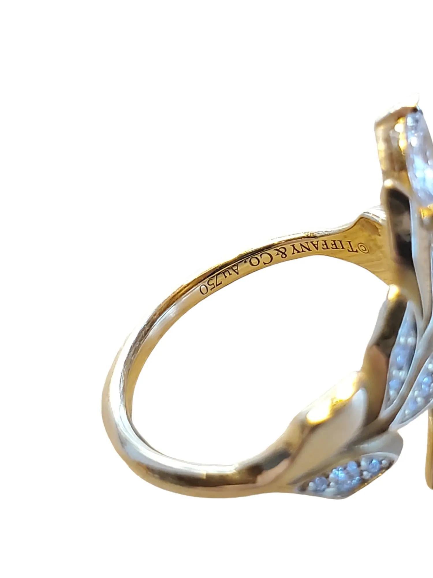 Tiffany and Co. Bague Victoria Vine Bypass authentique en or jaune 18 carats avec diamants en vente 5