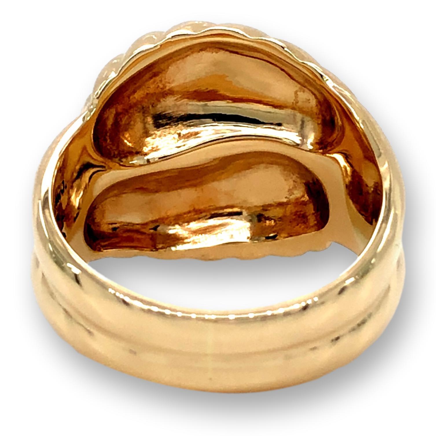 Tiffany & Co. Vintage 14K Yellow Gold Double Row Fluted Croissant Ring In Good Condition In New York, NY