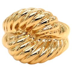 Tiffany & Co. Doppelreihiger geriffelter Croissant-Ring aus 14 Karat Gelbgold