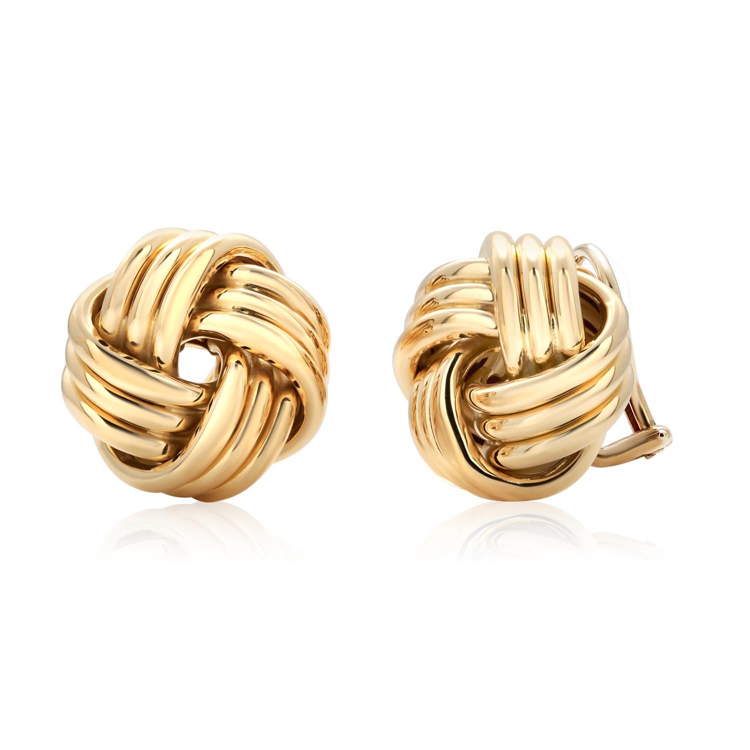 Tiffany and Co Vintage 18 Yellow Gold Knot Clip On Earrings 1.15 Inch ...