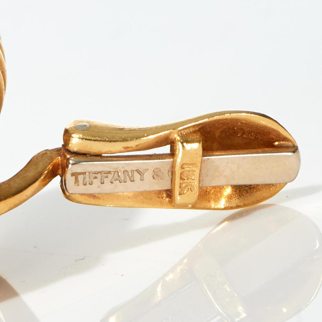 Tiffany and Co. Vintage 18K Gold Pearl Ear Clips Diamond Accents 20th Century In Good Condition In New York, NY
