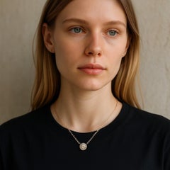 Tiffany and Co Vintage 18K Yellow Gold Diamond Halo Pendant Necklace 0.15 Carats