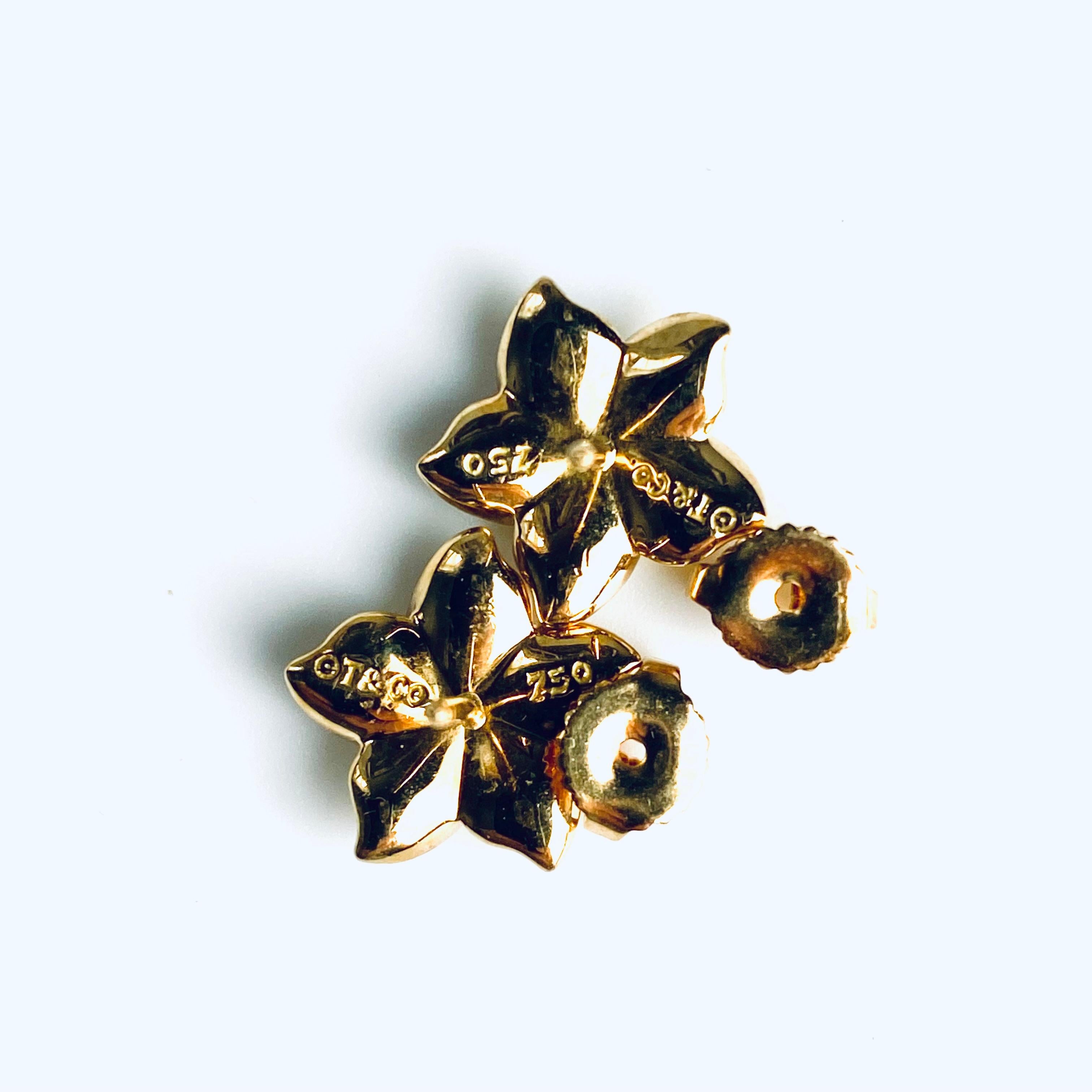 Tiffany & Co Vintage 18 Karat Gelbgold Floral-Ohrringe mit Blumenmuster Damen im Angebot
