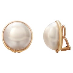 Tiffany and Co Vintage 18K Yellow Gold Mabe Pearl Earrings