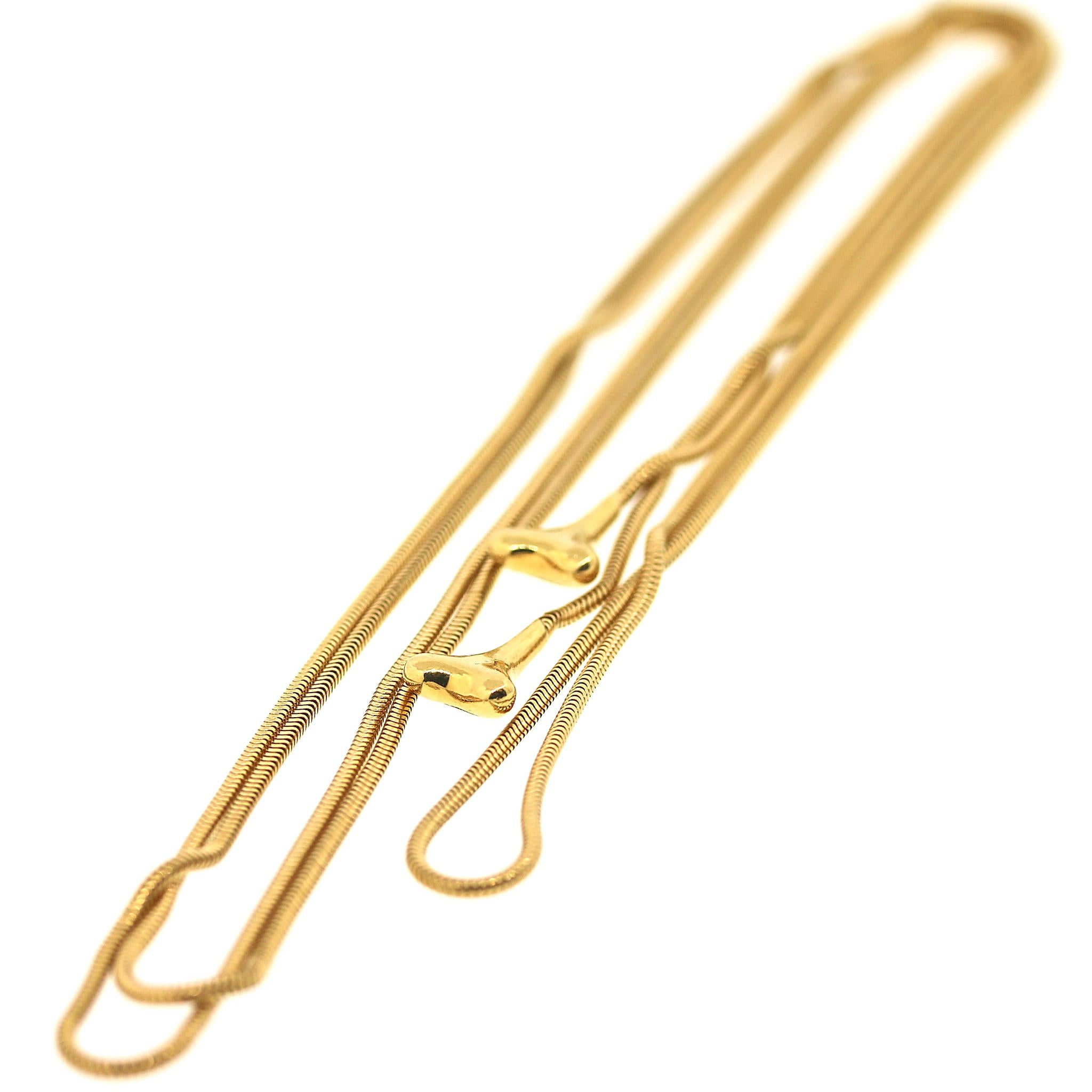 Tiffany and Co. Vintage Bone End Long Lariat Necklace in 18k Yellow Gold 2