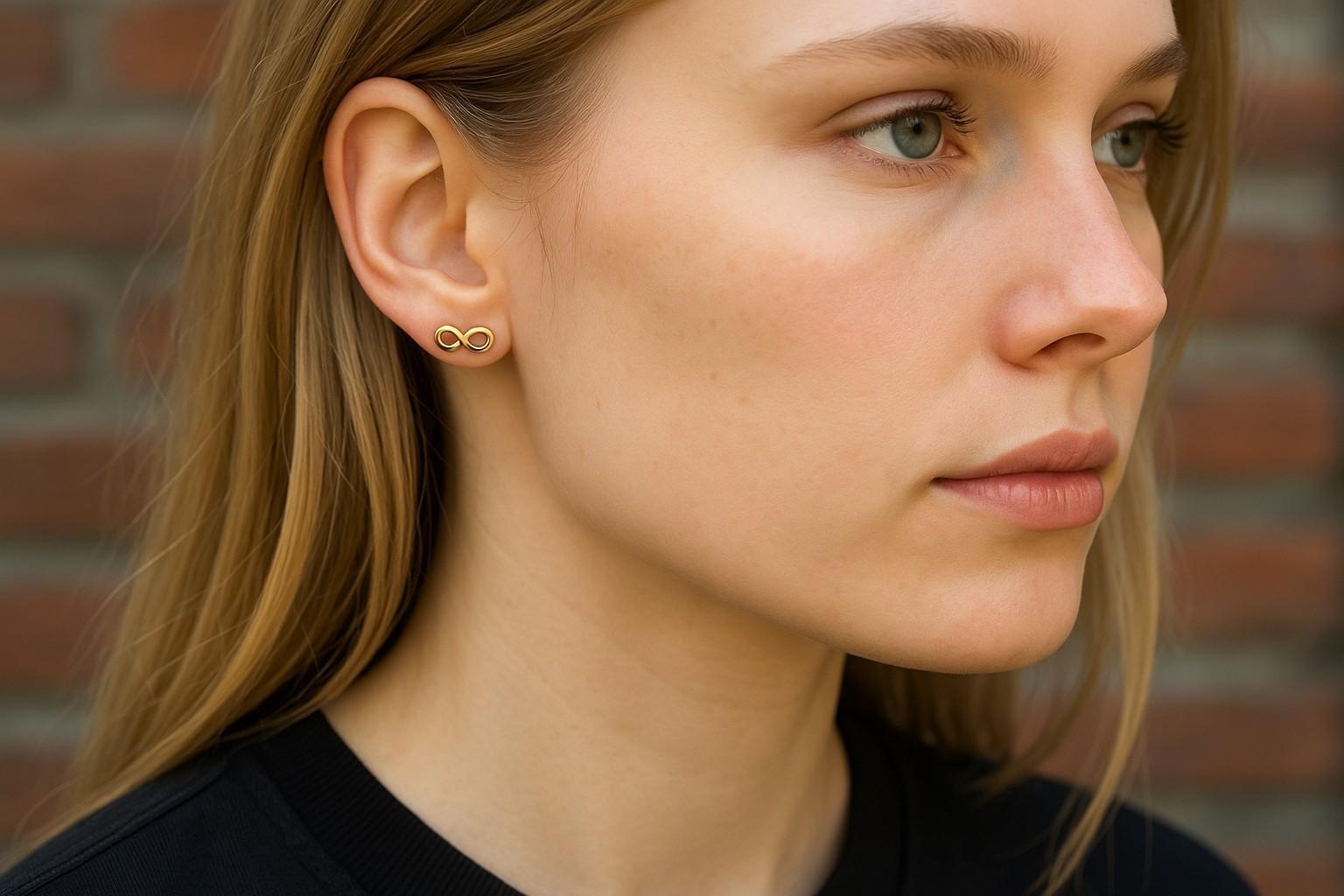 Modern Tiffany  and Co. Vintage Mini Infinity Stud Earrings in 18K Yellow Gold For Sale