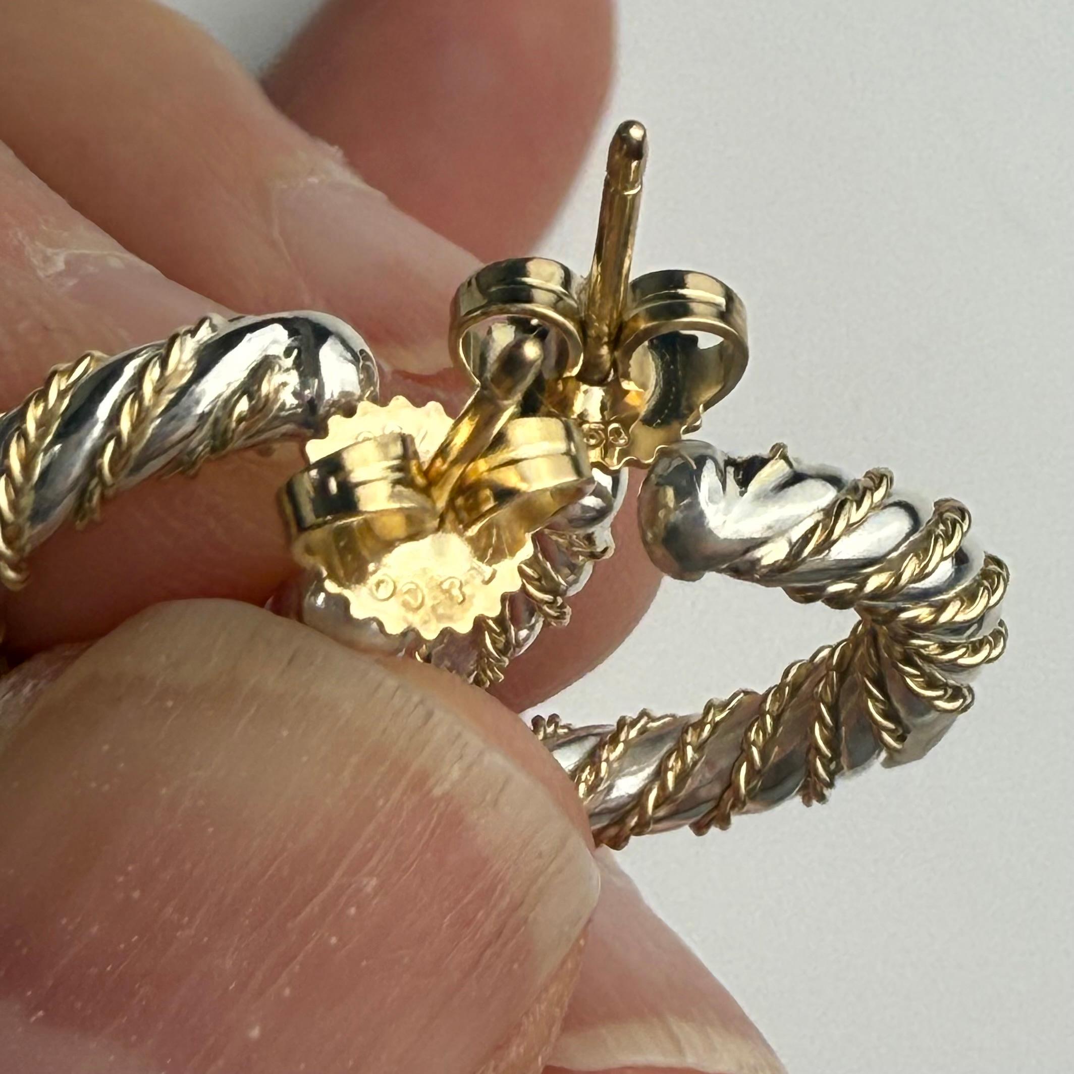 Tiffany & Co Vintage Ohrringe aus Sterling und 18 Karat Gelbgold mit gedrehten Creolen im Angebot 9