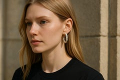 Tiffany and Co Vintage Sterling and 18K Yellow Gold Twist Hoop Earrings