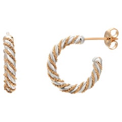 Tiffany & Co Pendientes de aro retorcidos vintage de plata de ley y oro amarillo de 18 quilates