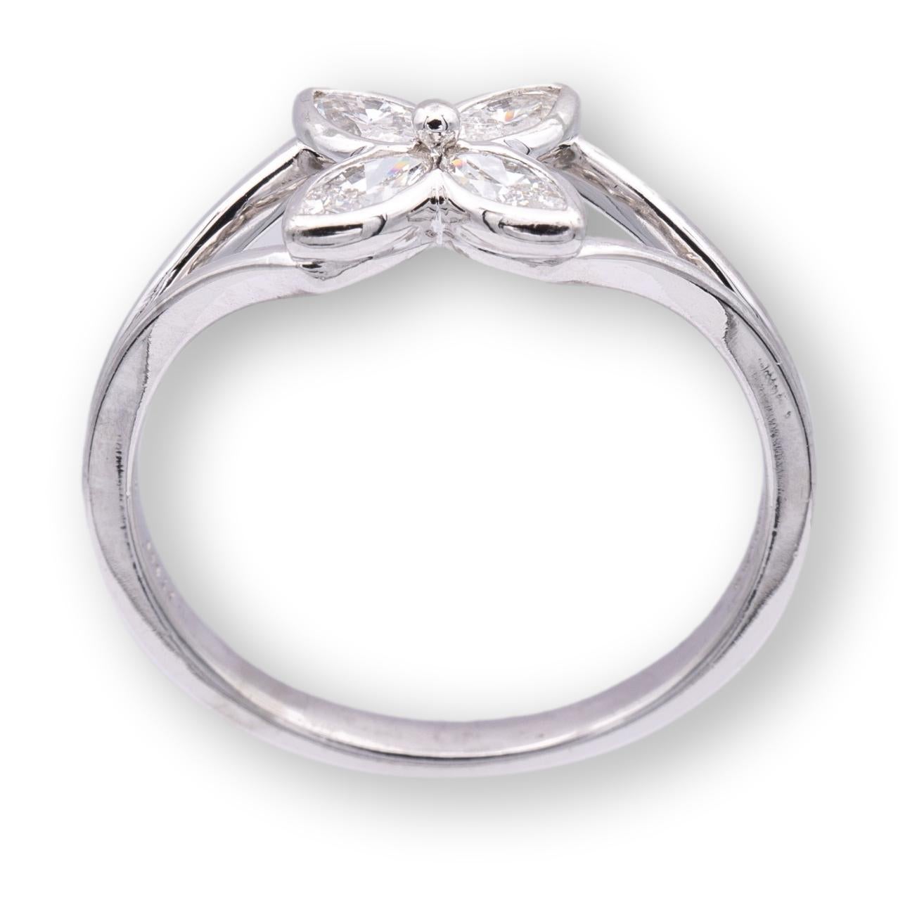 Marquise Cut Tiffany and Co. Vintage Victoria Platinum and Marquise Diamond Flower Ring Circa