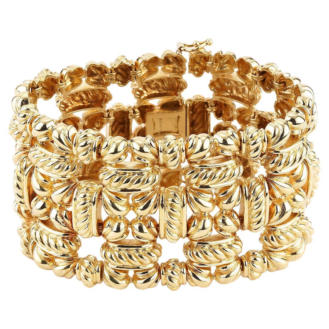 Tiffany & Co Vintage Breites 1,75 Zoll Gelbgold-Armband